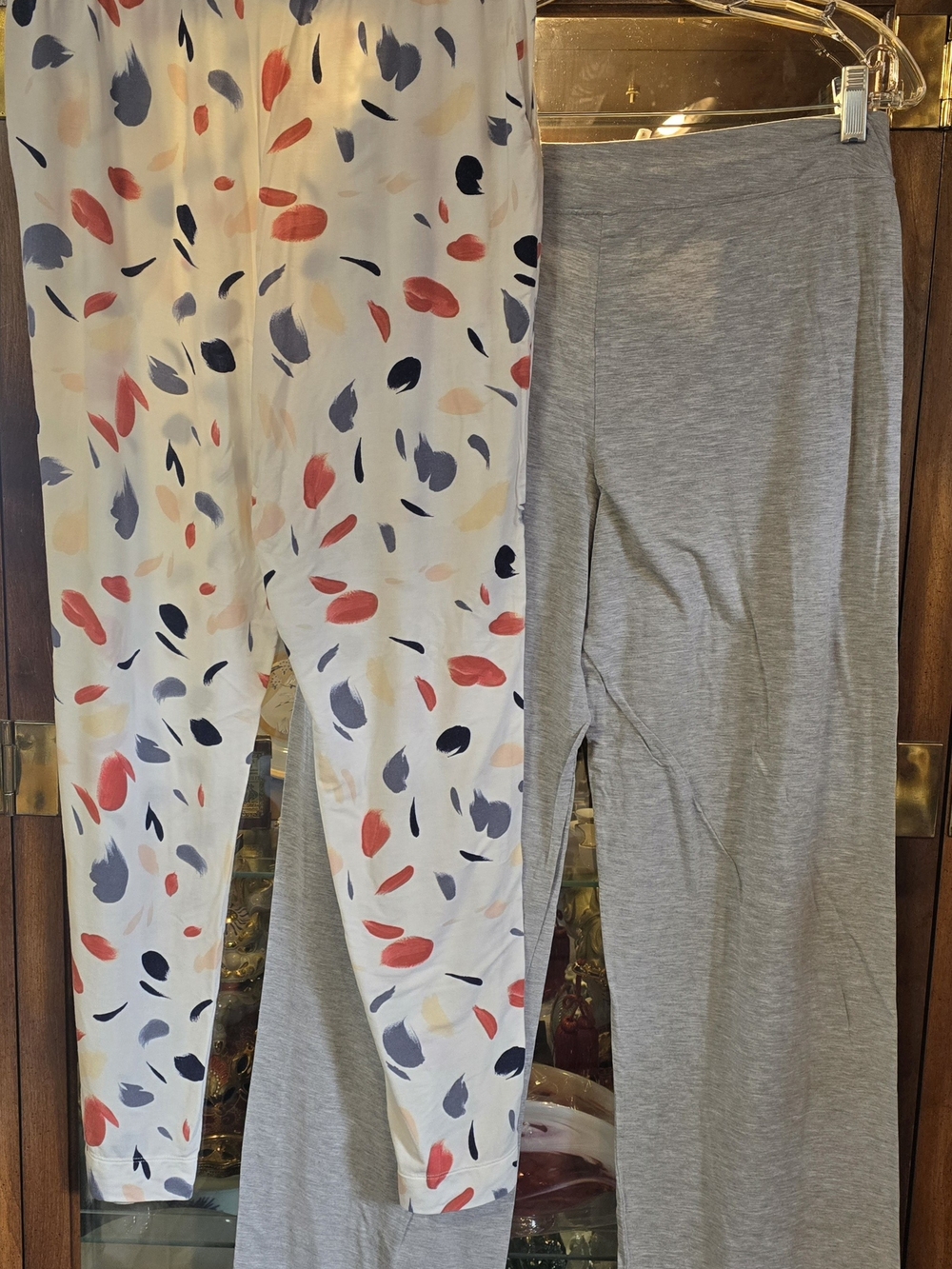 Soma Lounge Pajama Pants Bundle (2 Pairs) - Abstract Brushstroke & Heather Grey